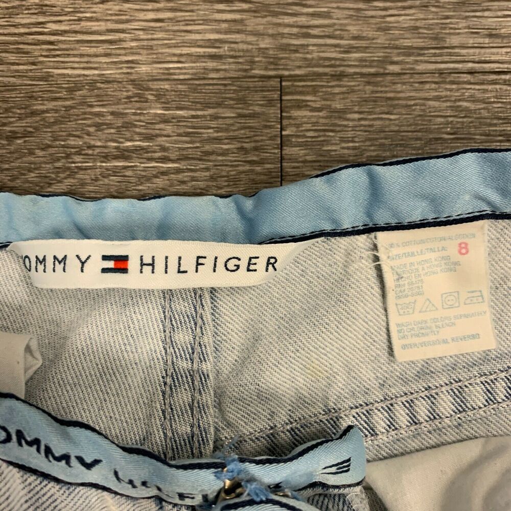 Vintage Tommy Hilfiger Jeans Size 8 High Rise Spellout Waist Band Straight Leg - Picture 7 of 10